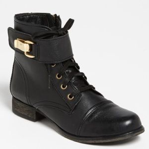 Steve Madden black leather combat boots